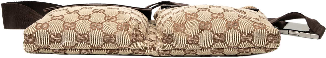 Gucci GG Canvas Double Pocket Belt Bag Bruin