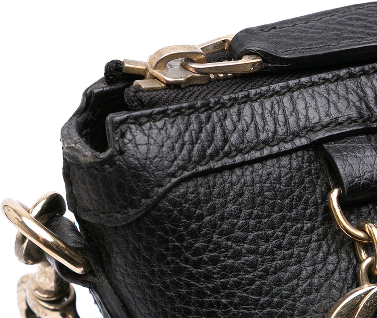 Gucci Dollar Calfskin GG Charm Satchel Zwart