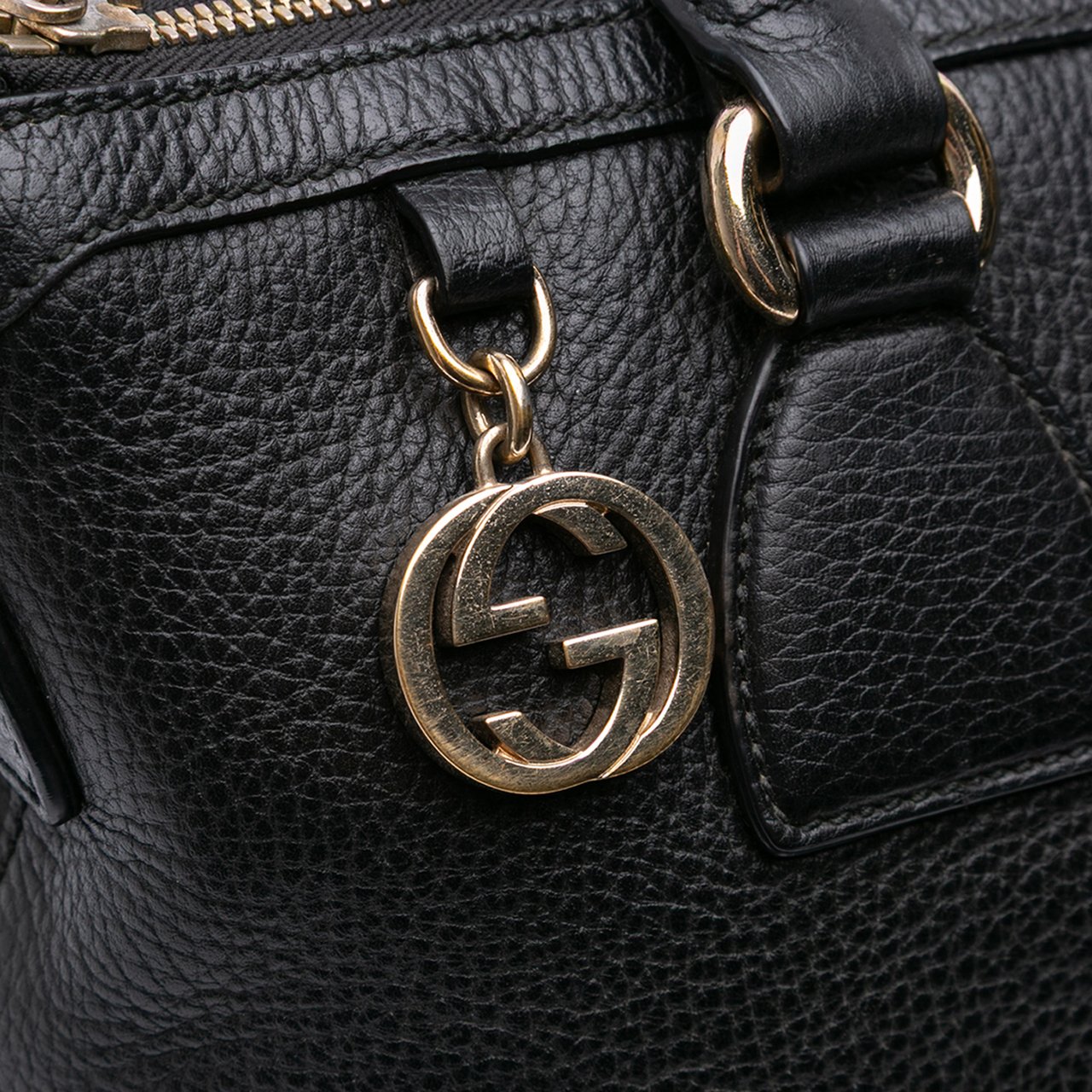 Gucci Dollar Calfskin GG Charm Satchel Zwart