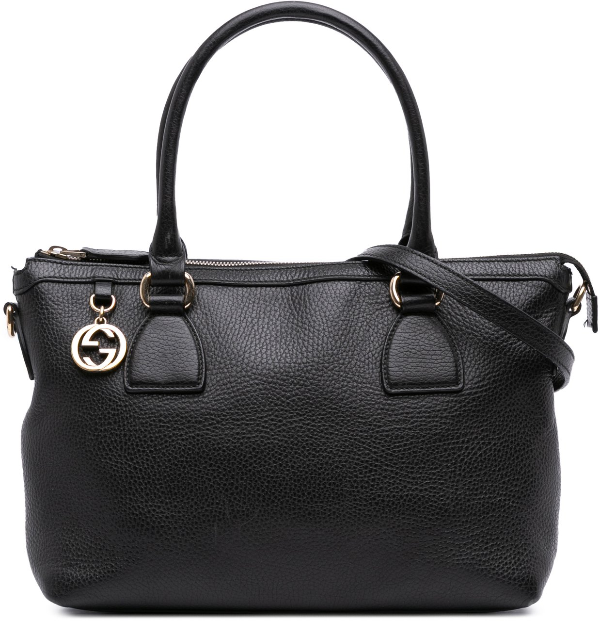 Gucci Dollar Calfskin GG Charm Satchel Zwart
