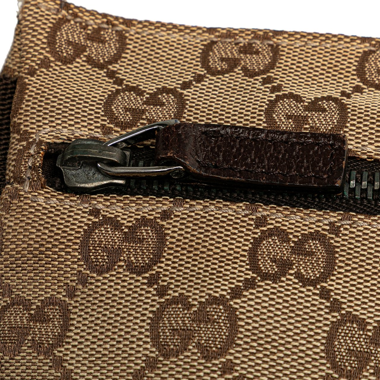 Gucci GG Canvas Double Pocket Belt Bag Bruin