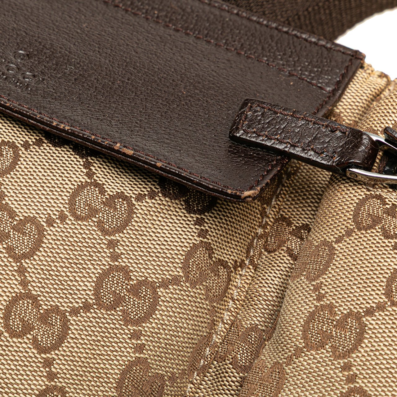 Gucci GG Canvas Double Pocket Belt Bag Bruin