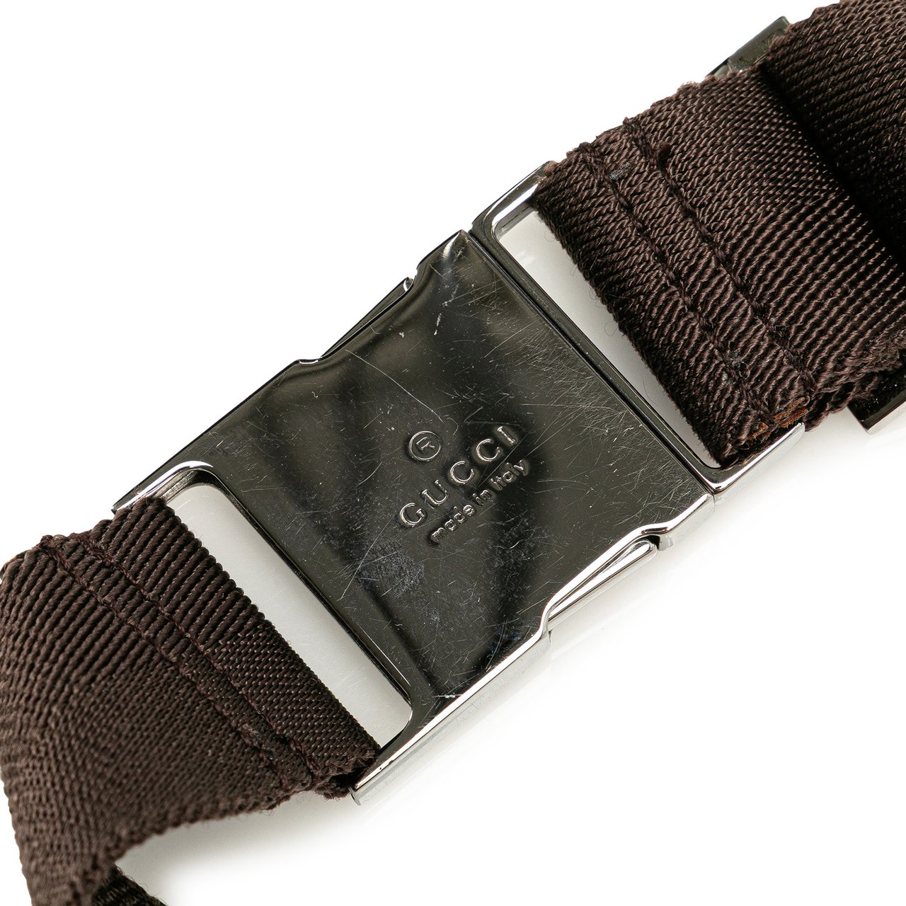 Gucci GG Canvas Double Pocket Belt Bag Bruin