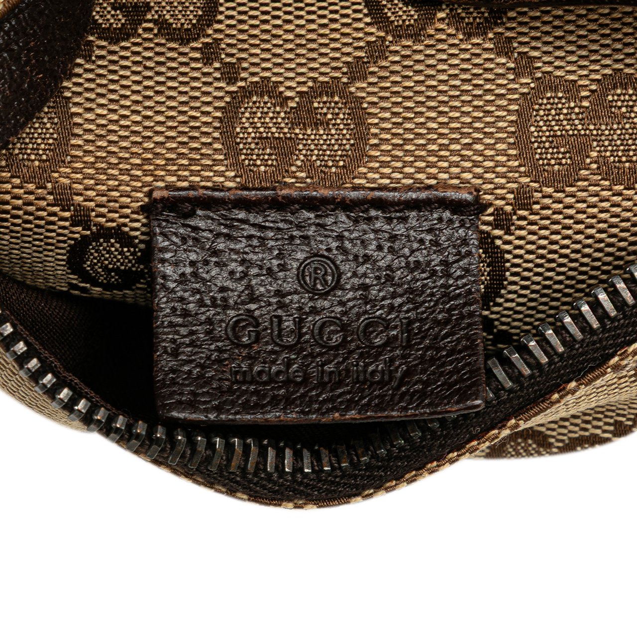 Gucci GG Canvas Double Pocket Belt Bag Bruin