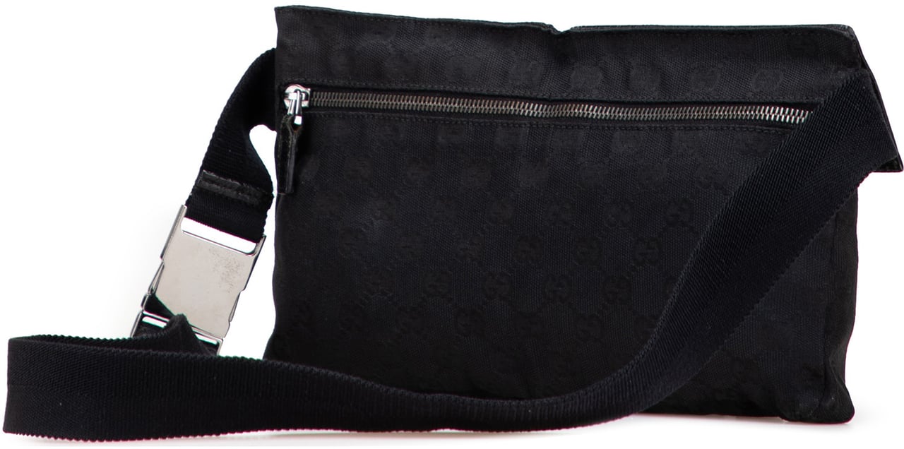 Gucci GG Canvas Double Pocket Belt Bag Zwart
