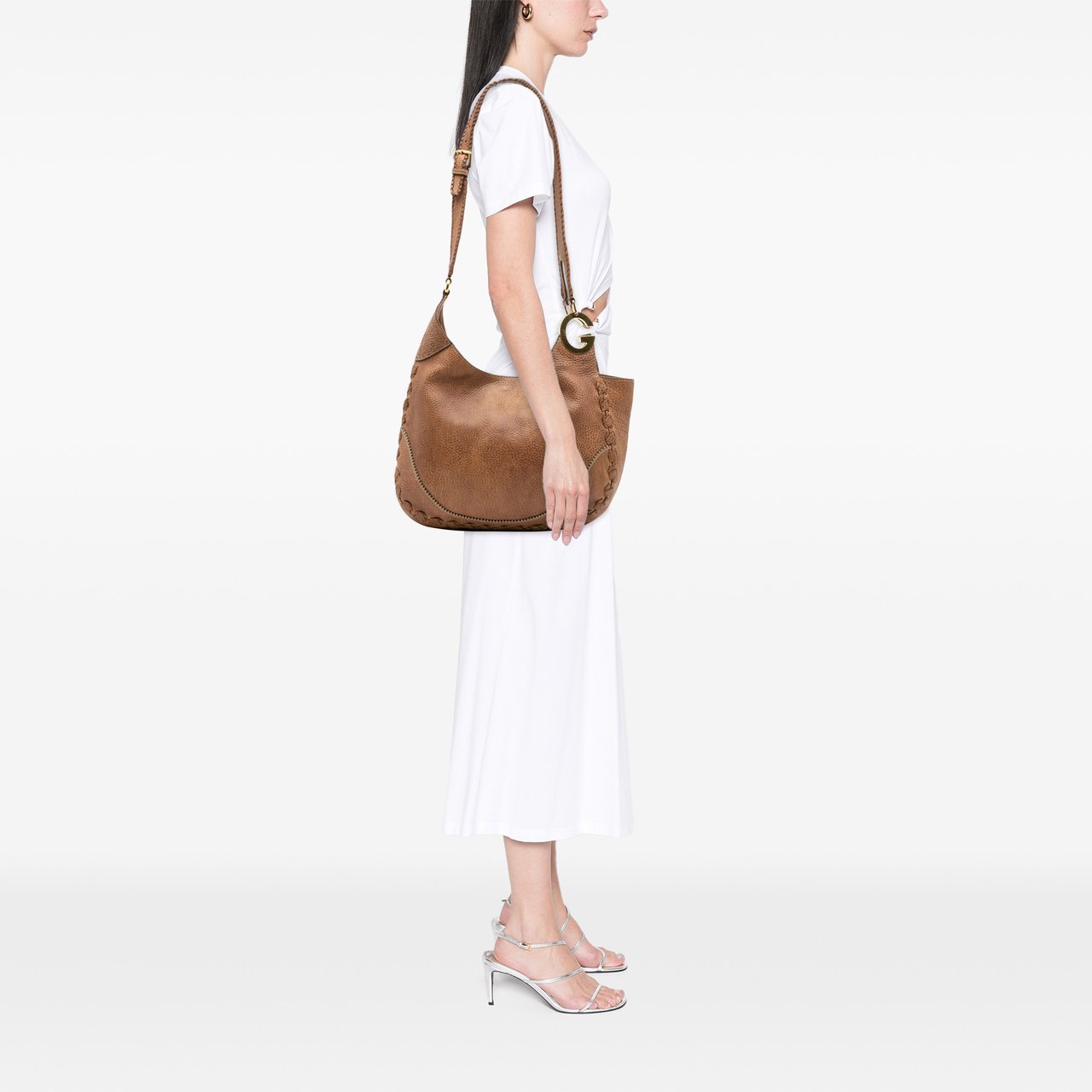 Gucci Leather Charlotte Shoulder Bag Bruin