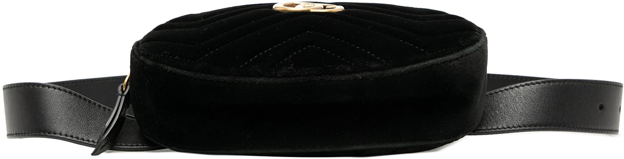 Gucci GG Marmont Matelasse Velvet Belt Bag Zwart