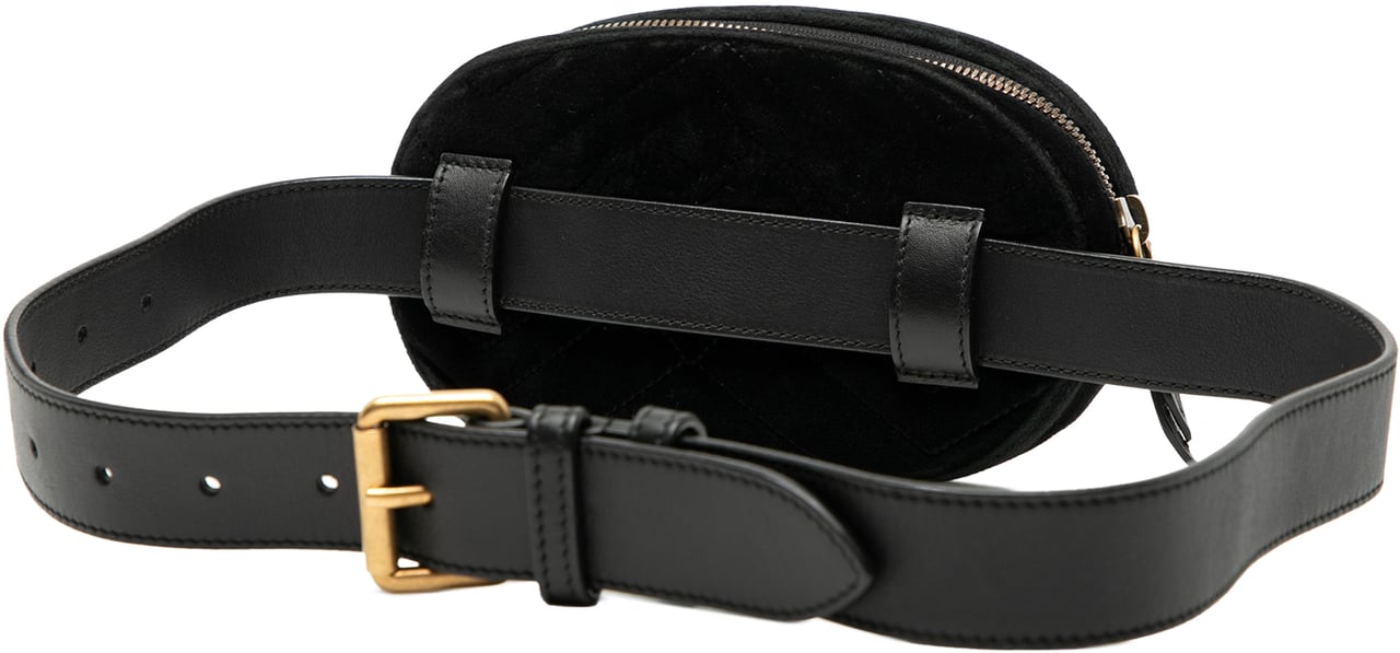 Gucci GG Marmont Matelasse Velvet Belt Bag Zwart