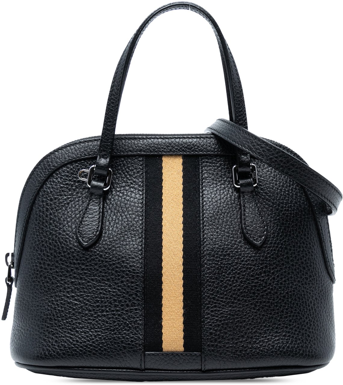 Gucci Mini Leather Web Dome Satchel Zwart