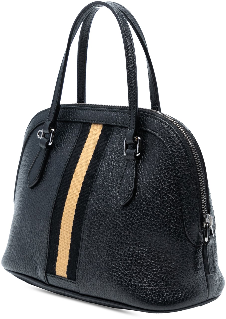 Gucci Mini Leather Web Dome Satchel Zwart