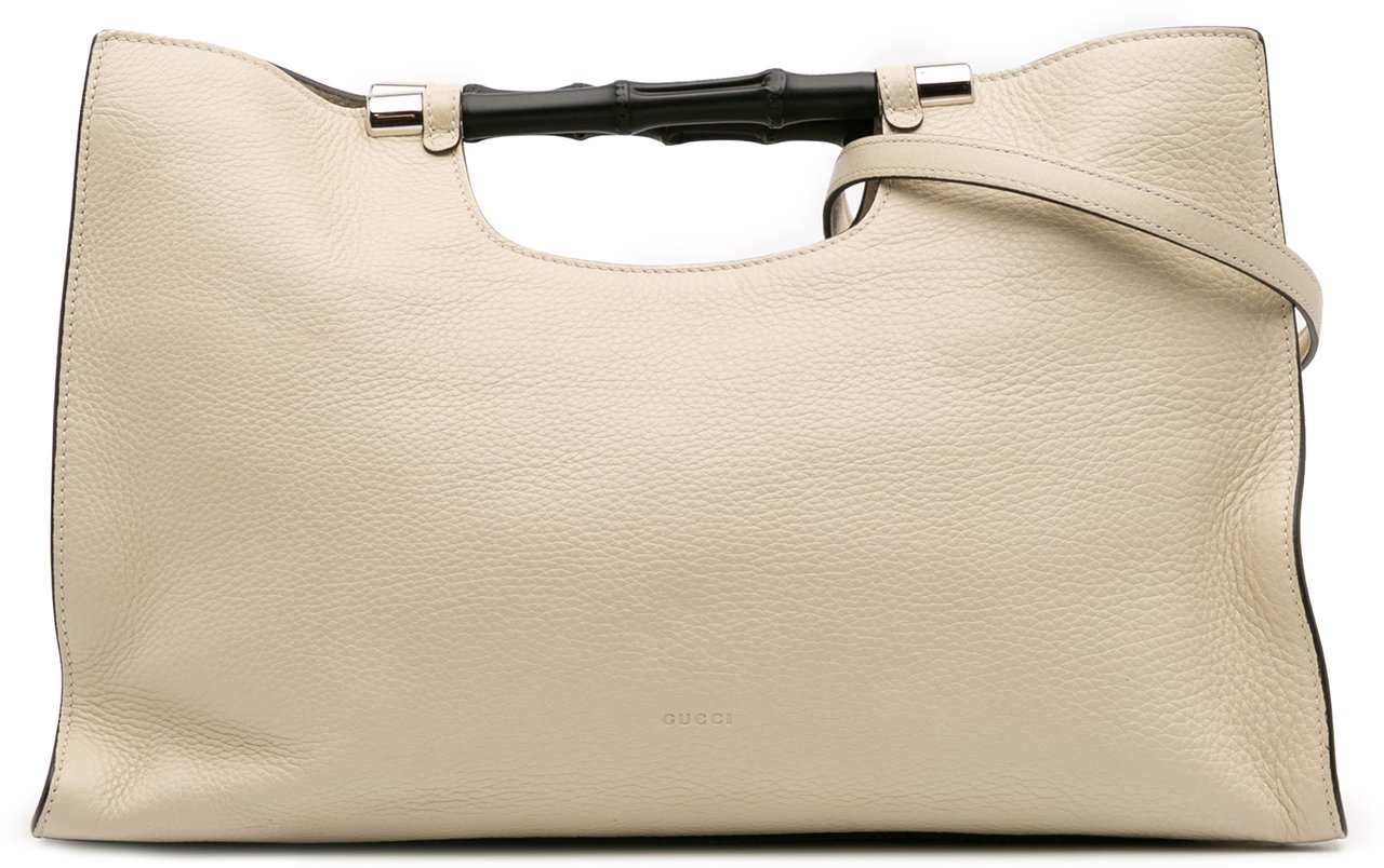 Gucci Medium Calfskin Bamboo Daily Shopper Satchel Wit