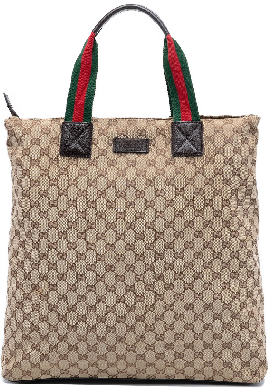 Gucci GG Canvas Web Tote Bruin