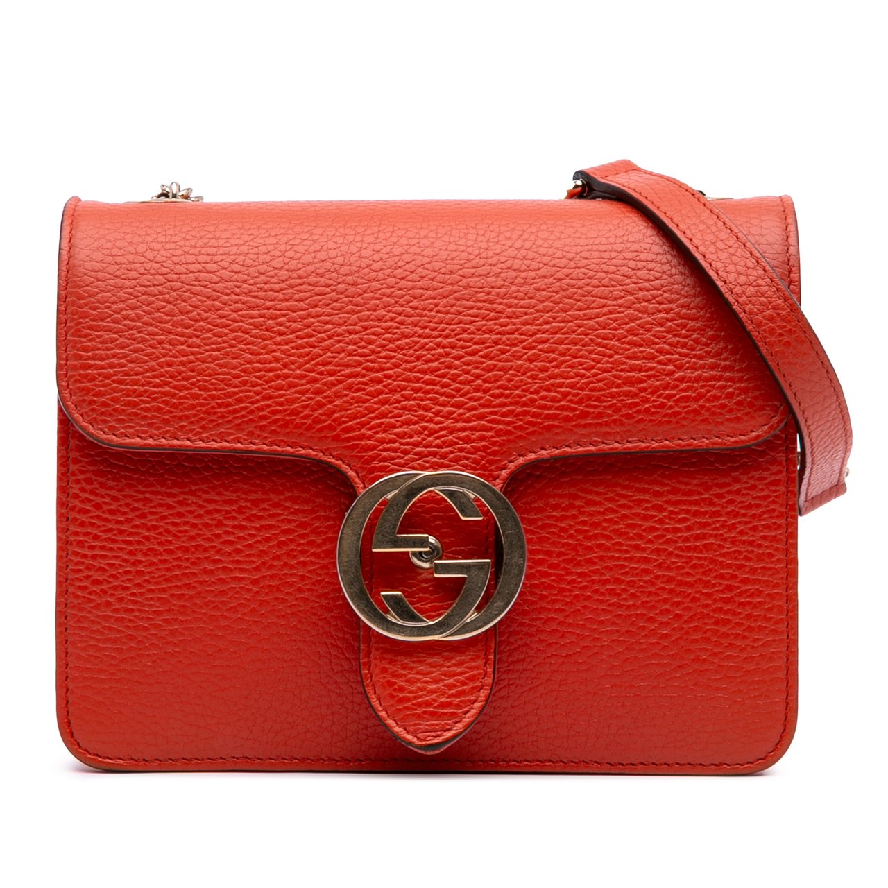 Gucci Small Dollar Calfskin Interlocking G Crossbody Oranje