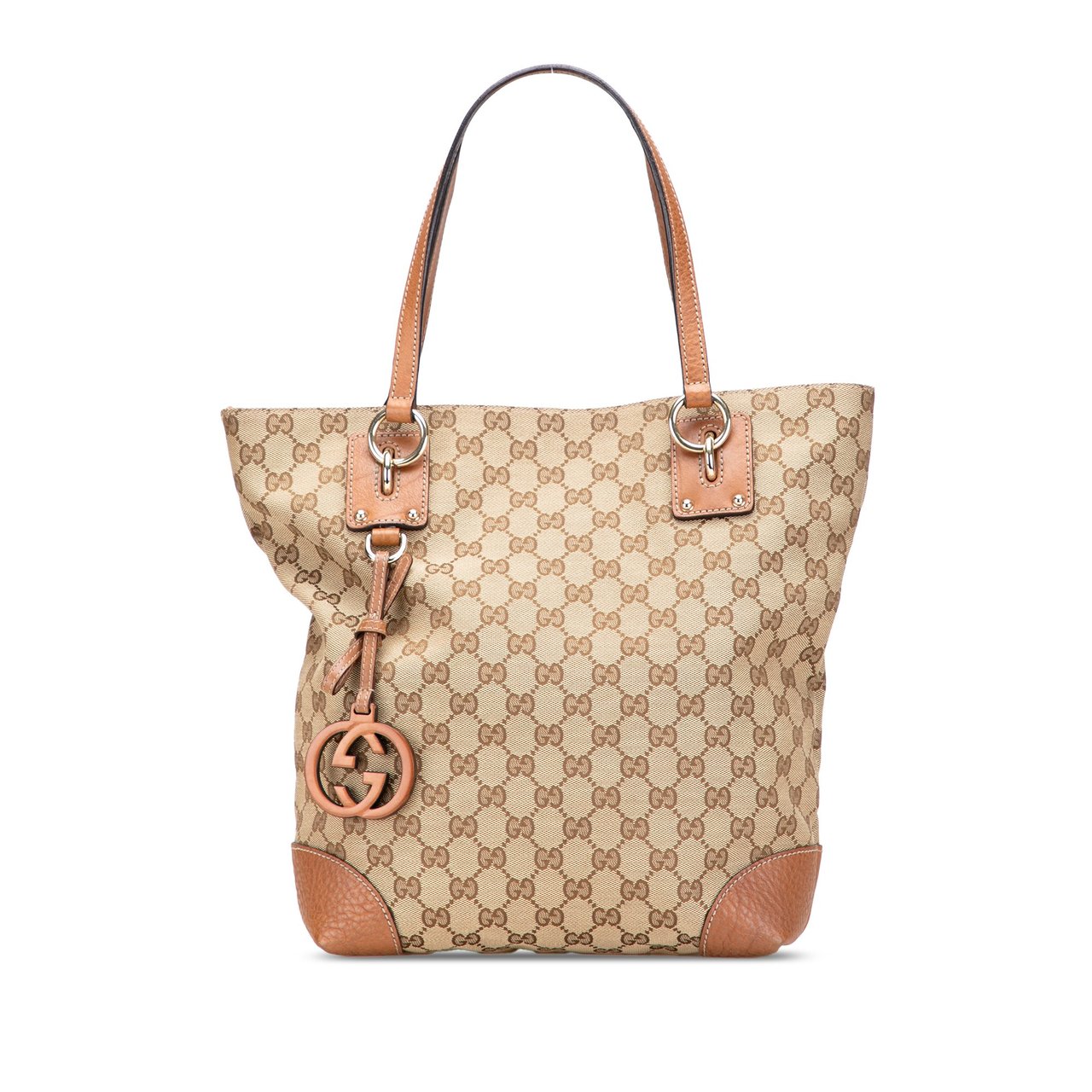 Gucci GG Canvas GG Charm Tote Bruin