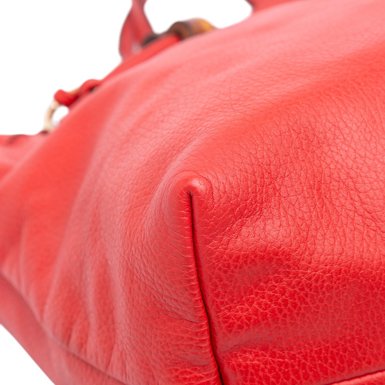 Gucci Leather Bamboo Tassel Tote Rood