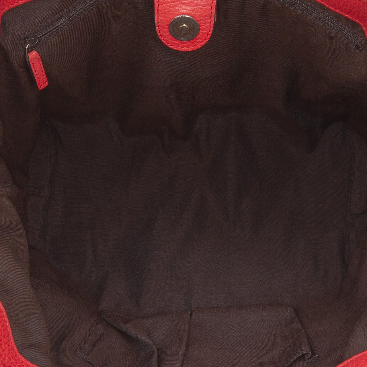 Gucci Leather Bamboo Tassel Tote Rood