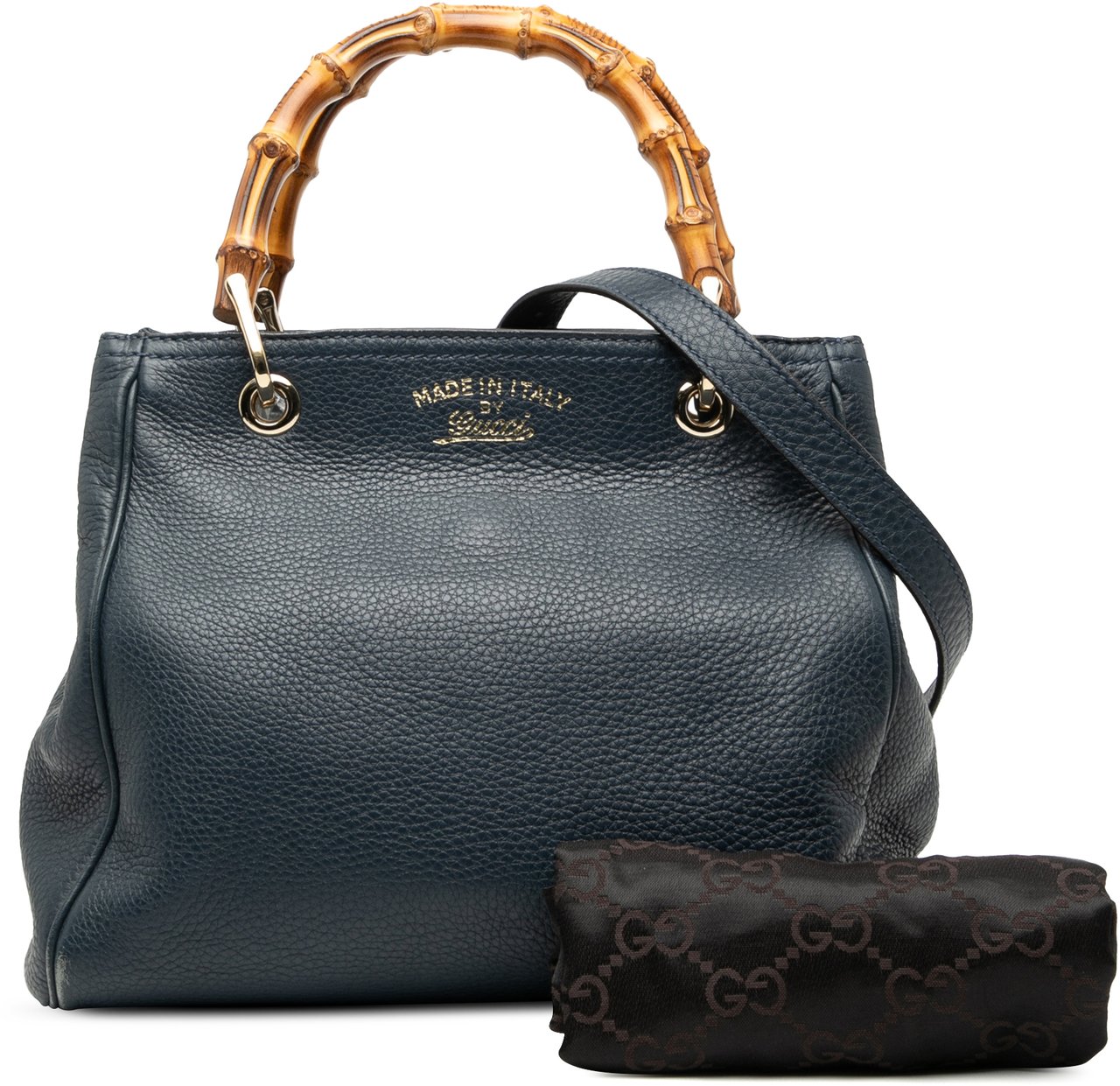 Gucci Small Calfskin Bamboo Shopper Satchel Blauw