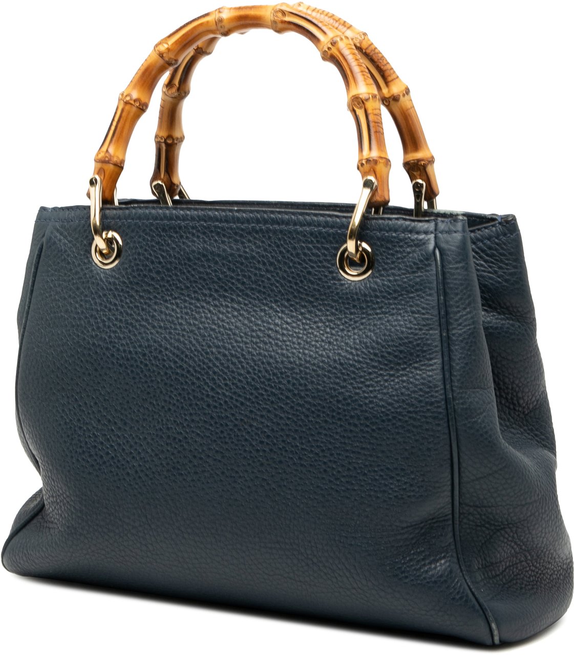 Gucci Small Calfskin Bamboo Shopper Satchel Blauw