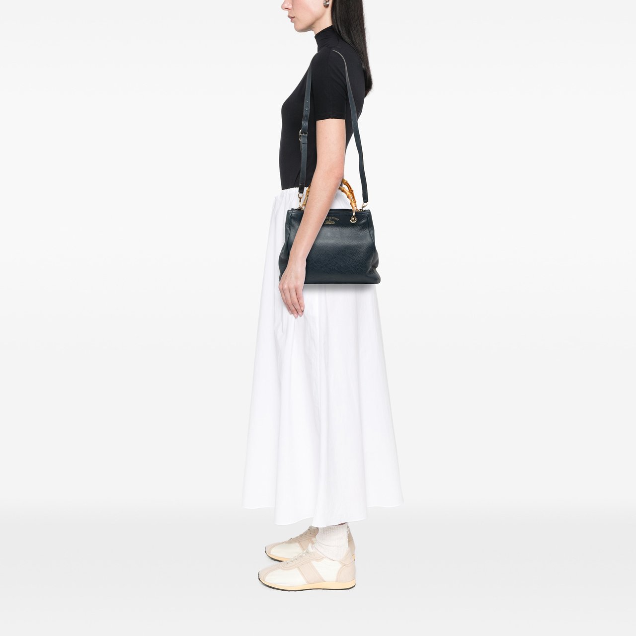 Gucci Small Calfskin Bamboo Shopper Satchel Blauw