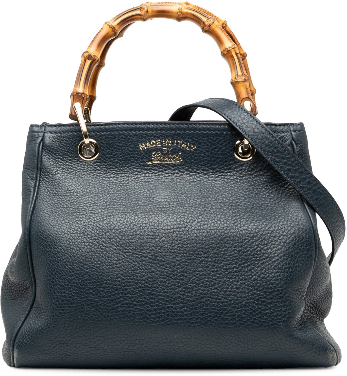 Gucci Small Calfskin Bamboo Shopper Satchel Blauw