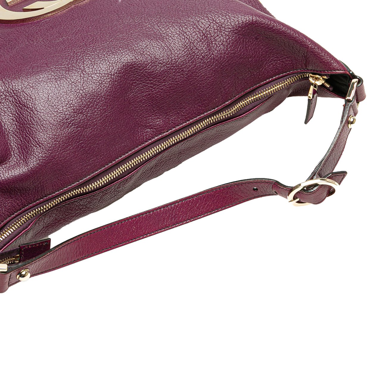 Gucci Leather Interlocking G Blondie Hobo Paars