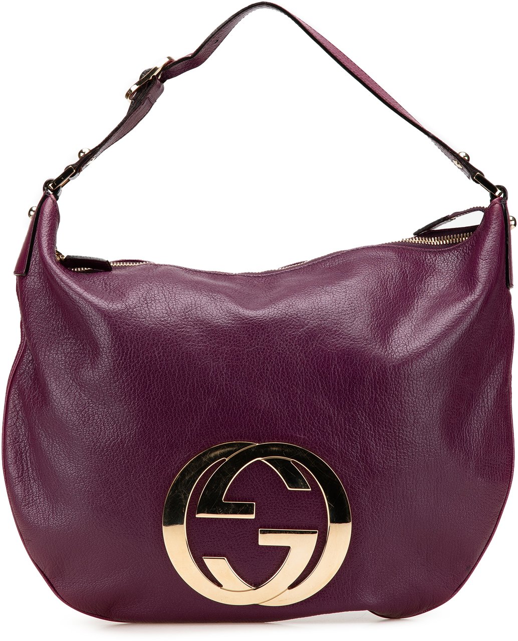 Gucci Leather Interlocking G Blondie Hobo Paars