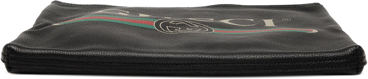 Gucci Medium Leather Logo Portfolio Clutch Zwart