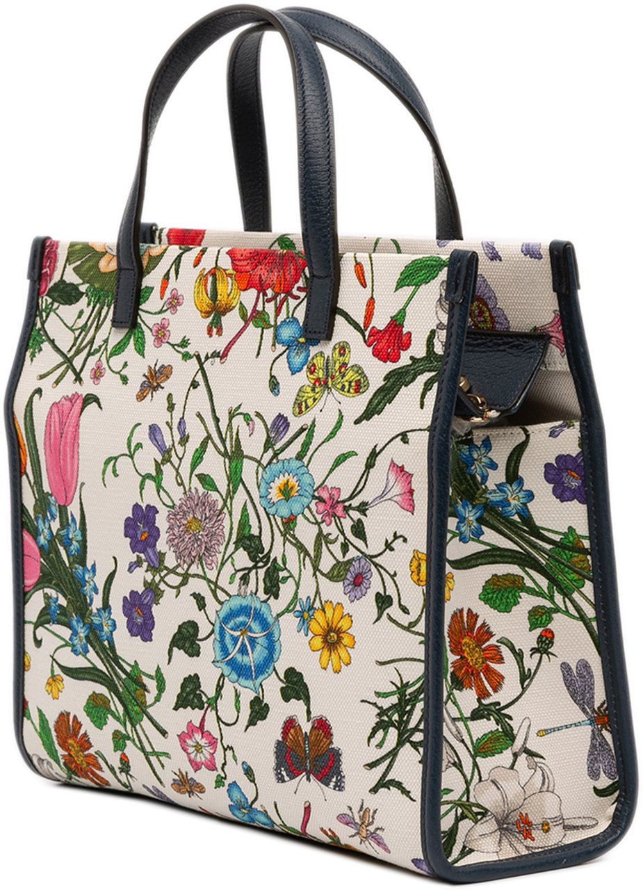 Gucci Medium Canvas Flora Satchel Wit