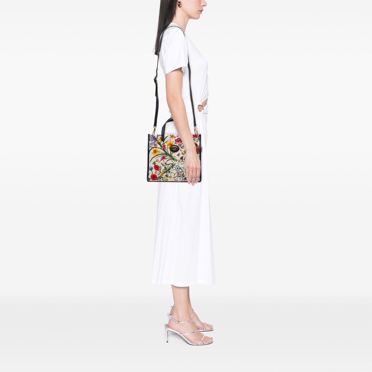 Gucci Medium Canvas Flora Satchel Wit