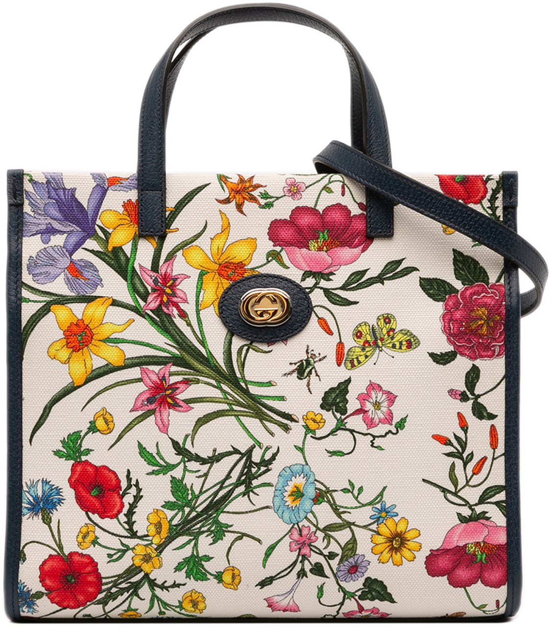 Gucci Medium Canvas Flora Satchel Wit