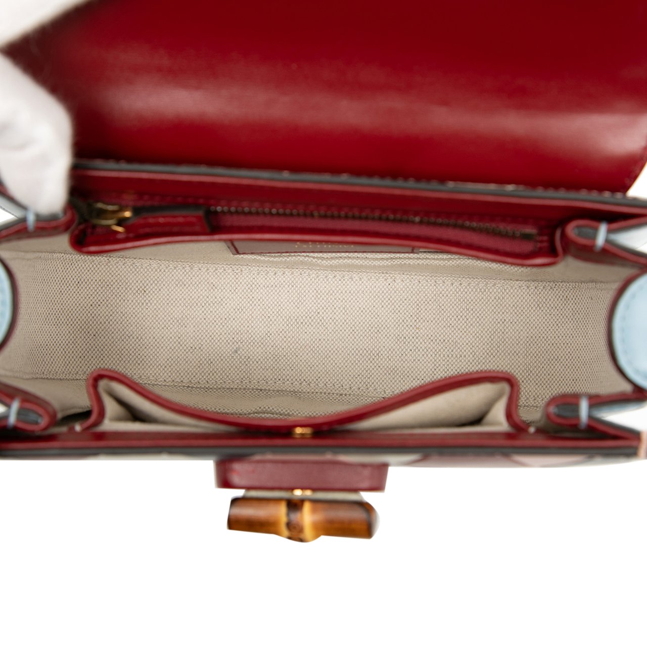 Gucci Small Calfskin Bamboo Lovelight 1947 Top Handle Bag Rood