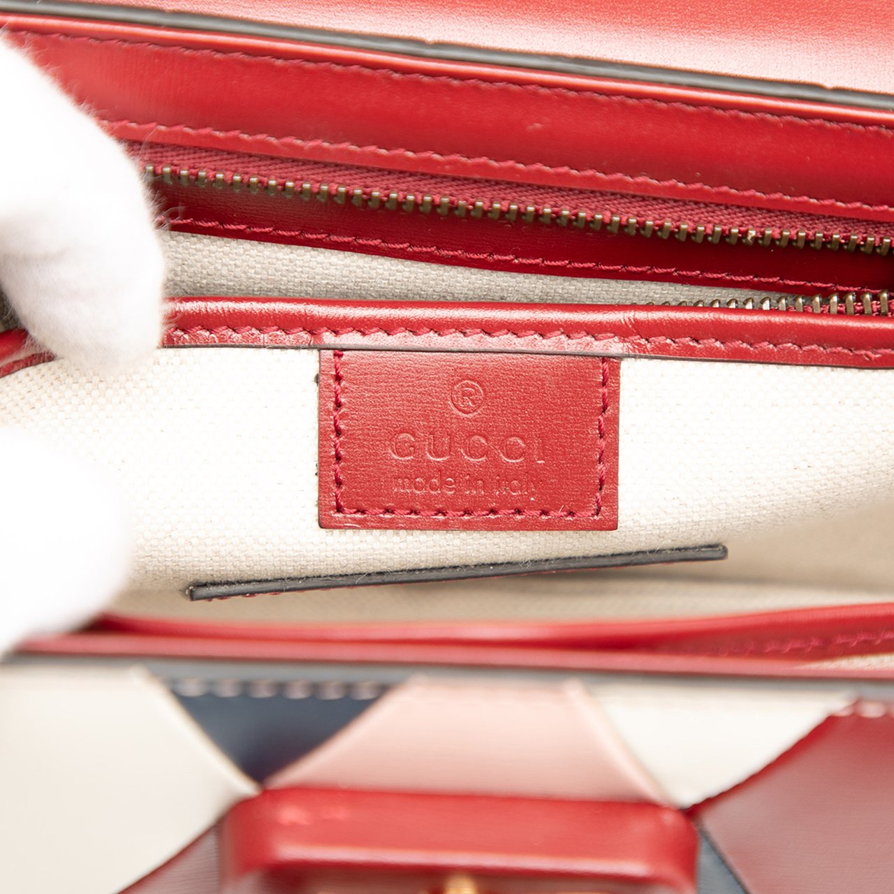 Gucci Small Calfskin Bamboo Lovelight 1947 Top Handle Bag Rood