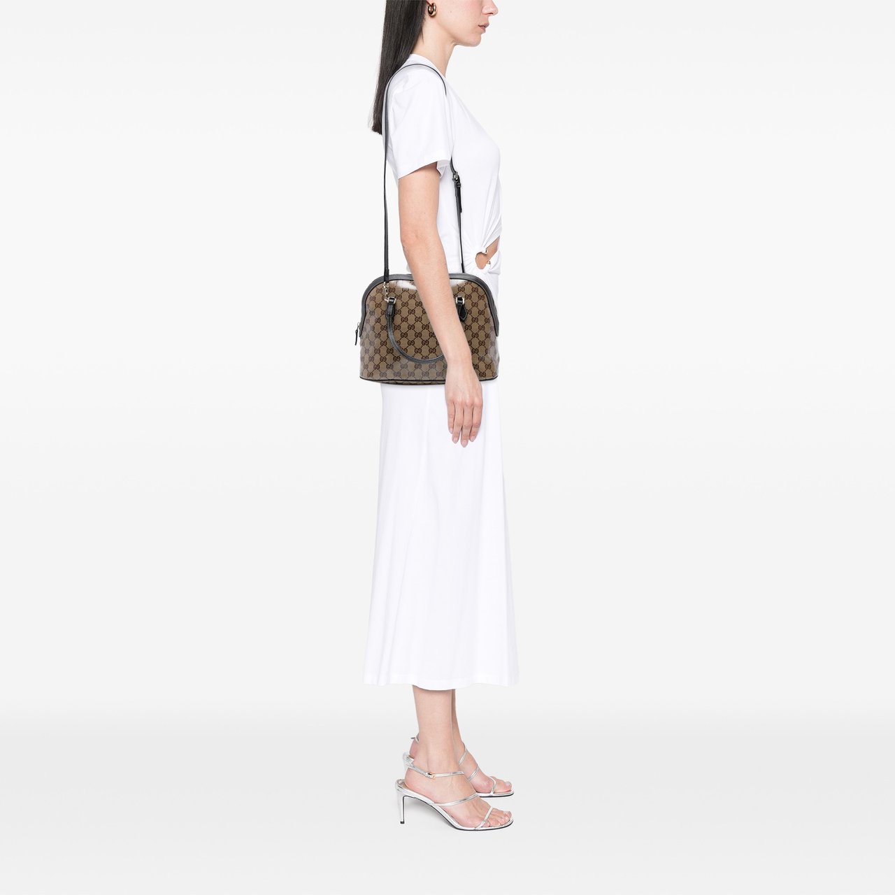 Gucci Medium GG Crystal Dome Satchel Bruin