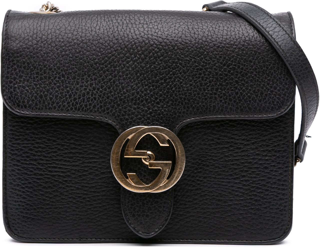 Gucci Small Dollar Calfskin Interlocking G Crossbody Zwart