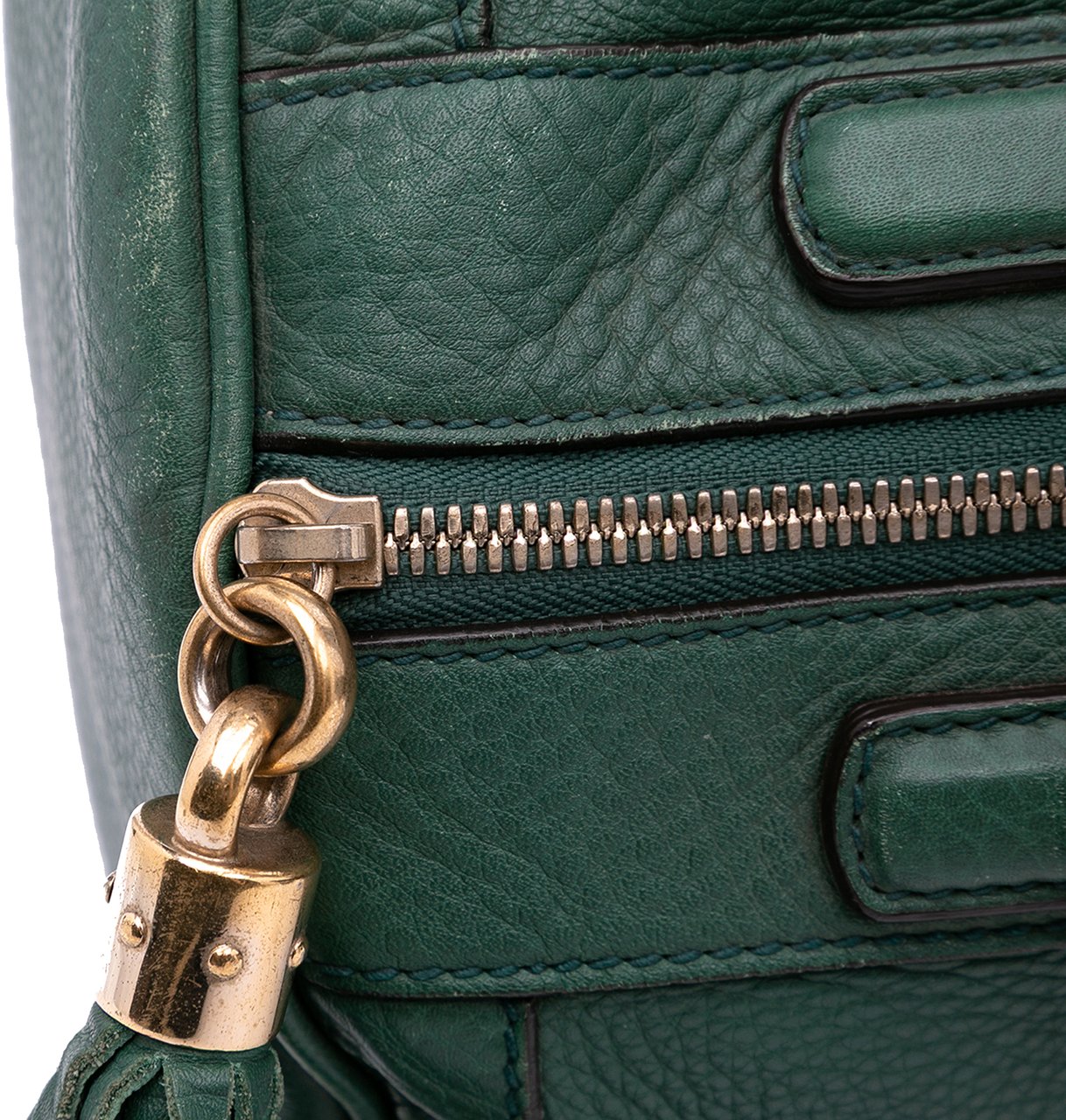 Gucci Pebbled Calfskin Soho Cellarius Boston Bag Groen