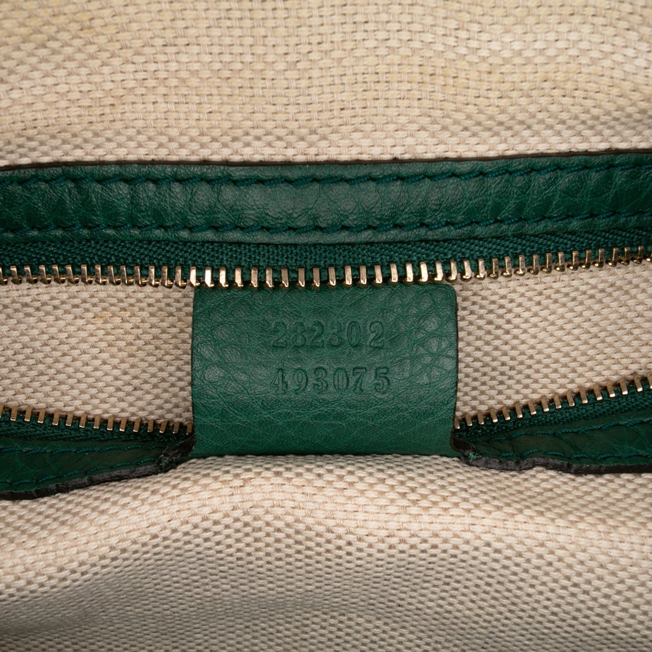 Gucci Pebbled Calfskin Soho Cellarius Boston Bag Groen