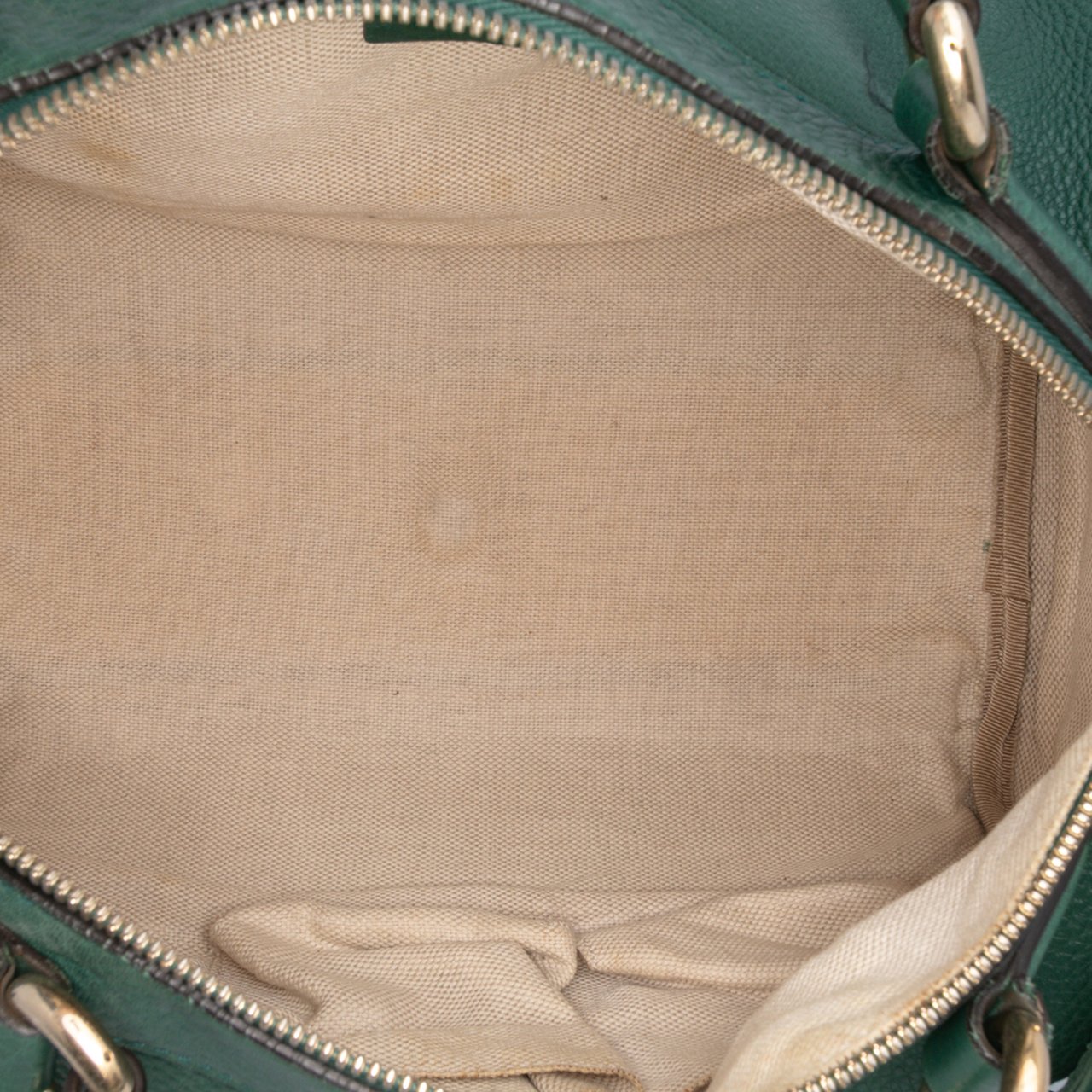 Gucci Pebbled Calfskin Soho Cellarius Boston Bag Groen