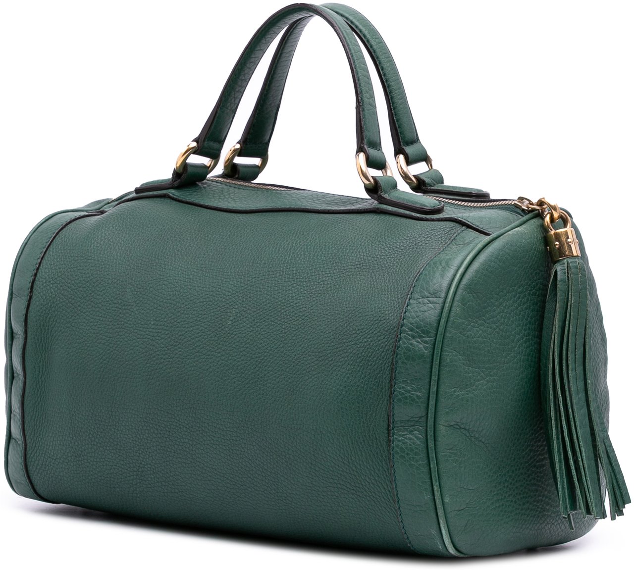 Gucci Pebbled Calfskin Soho Cellarius Boston Bag Groen