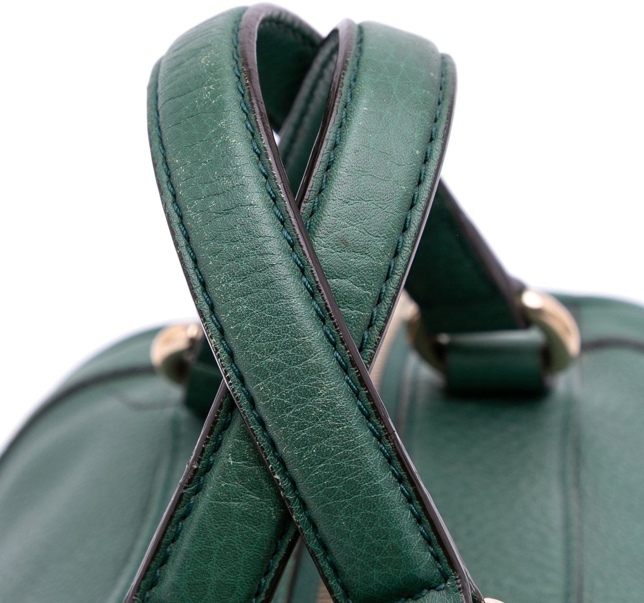 Gucci Pebbled Calfskin Soho Cellarius Boston Bag Groen