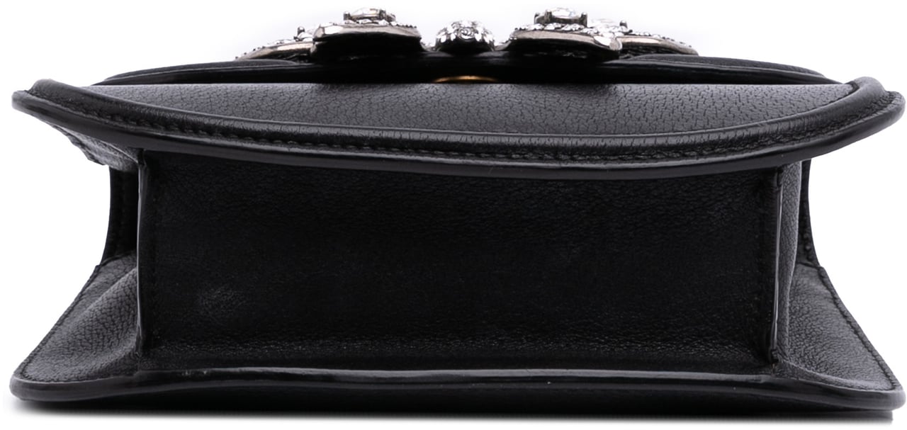 Gucci Small Leather Linea Totem Crystal Butterfly Crossbody Zwart