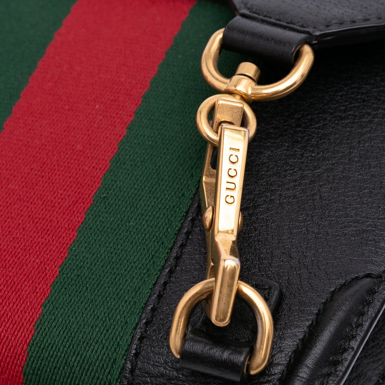 Gucci Small Leather Linea Totem Crystal Butterfly Crossbody Zwart