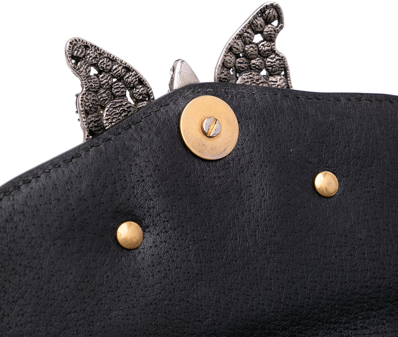 Gucci Small Leather Linea Totem Crystal Butterfly Crossbody Zwart