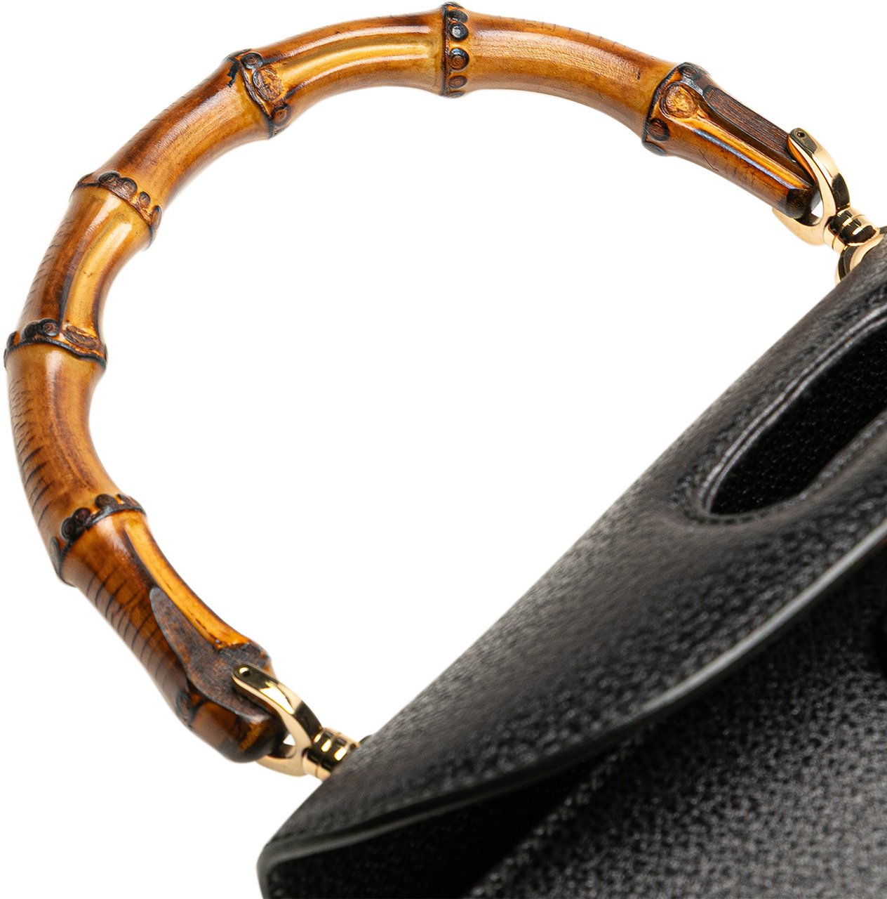 Gucci Grained Calfskin Bamboo Night Zwart