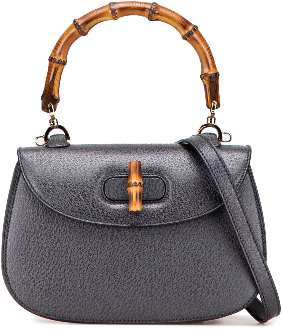 Gucci Grained Calfskin Bamboo Night Zwart