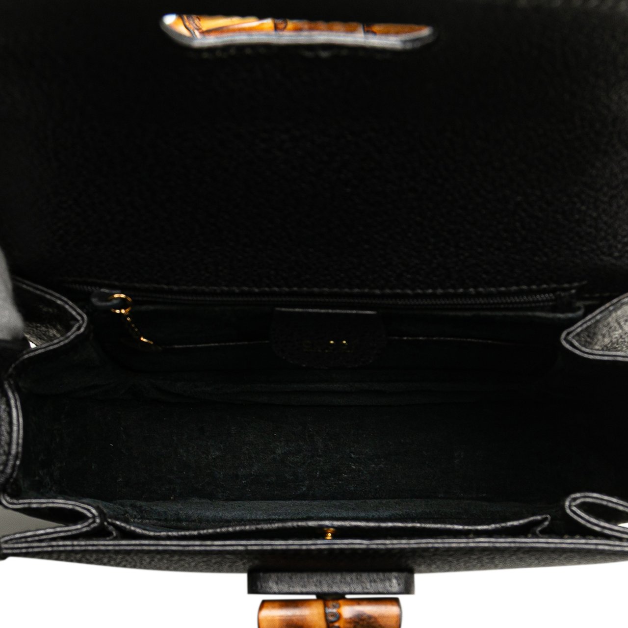 Gucci Grained Calfskin Bamboo Night Zwart