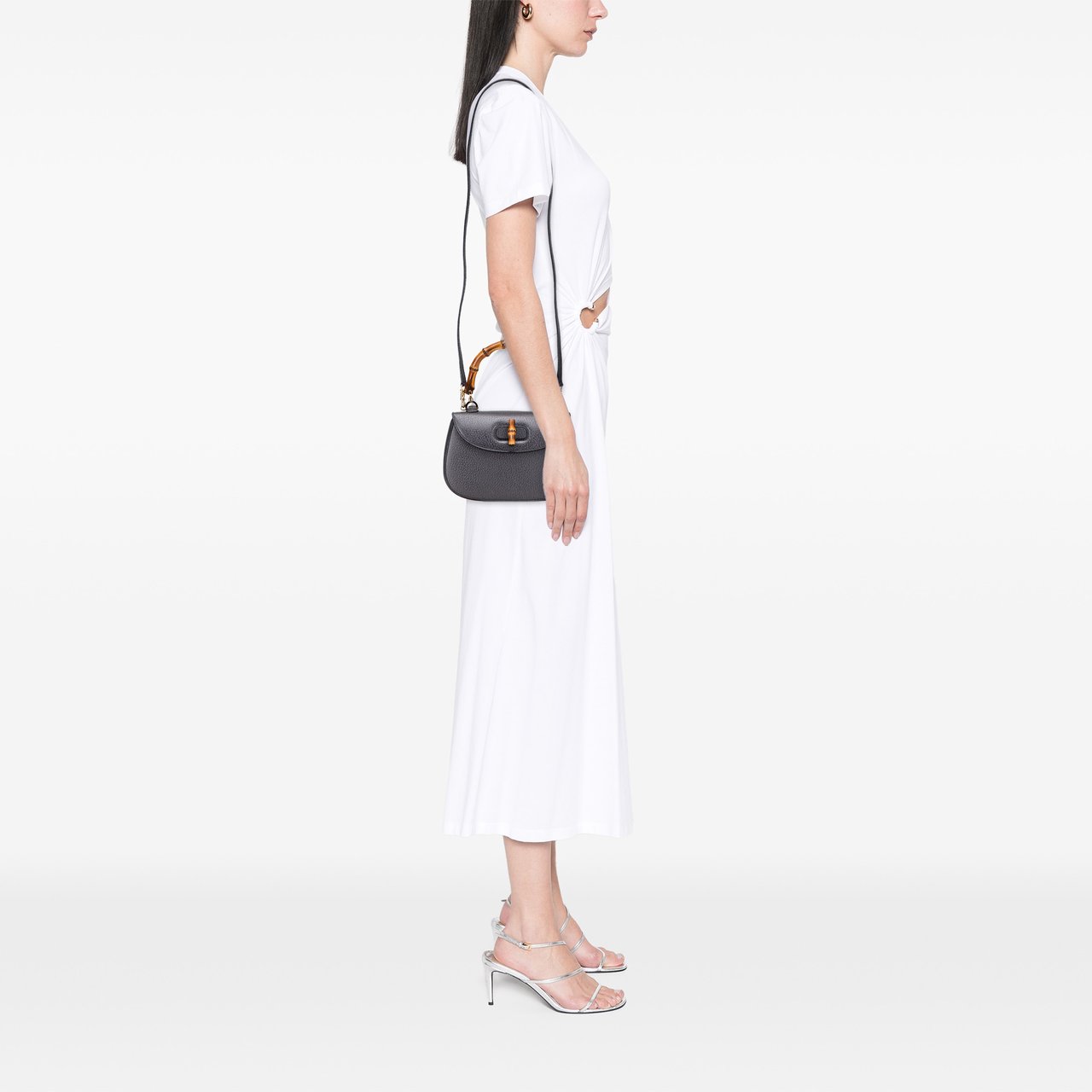 Gucci Grained Calfskin Bamboo Night Zwart