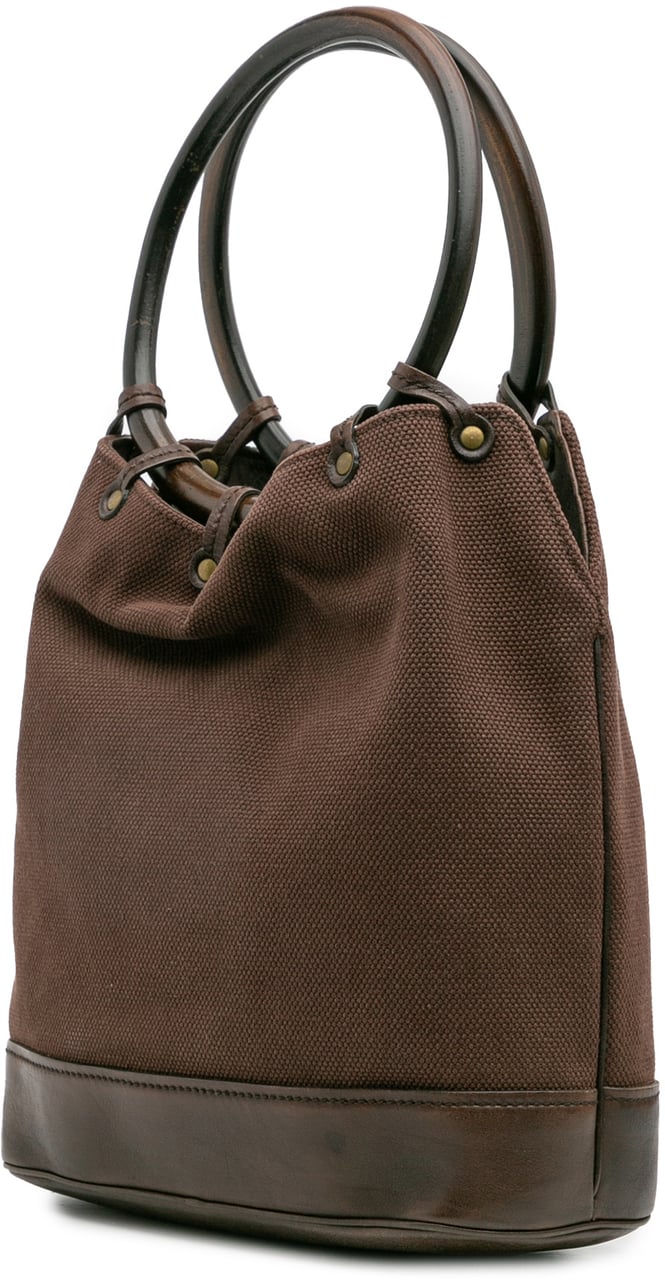 Gucci Canvas Ring Top Handle Bag Bruin