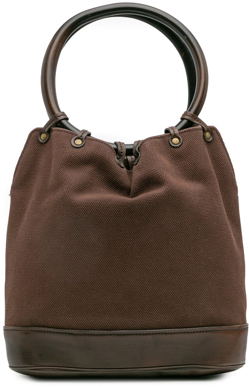 Gucci Canvas Ring Top Handle Bag Bruin