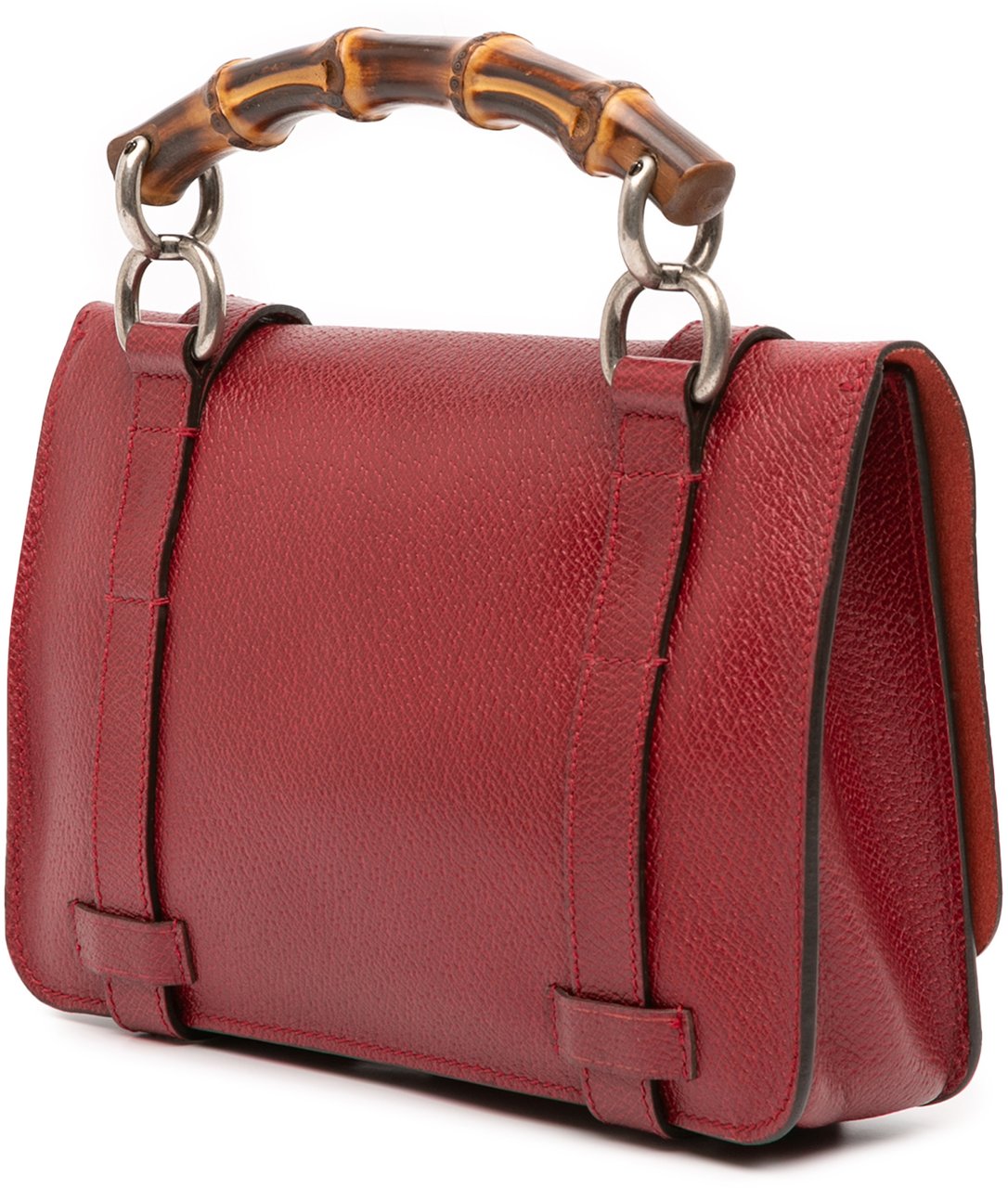 Gucci Leather Bamboo Convertible Top Handle Bag Rood