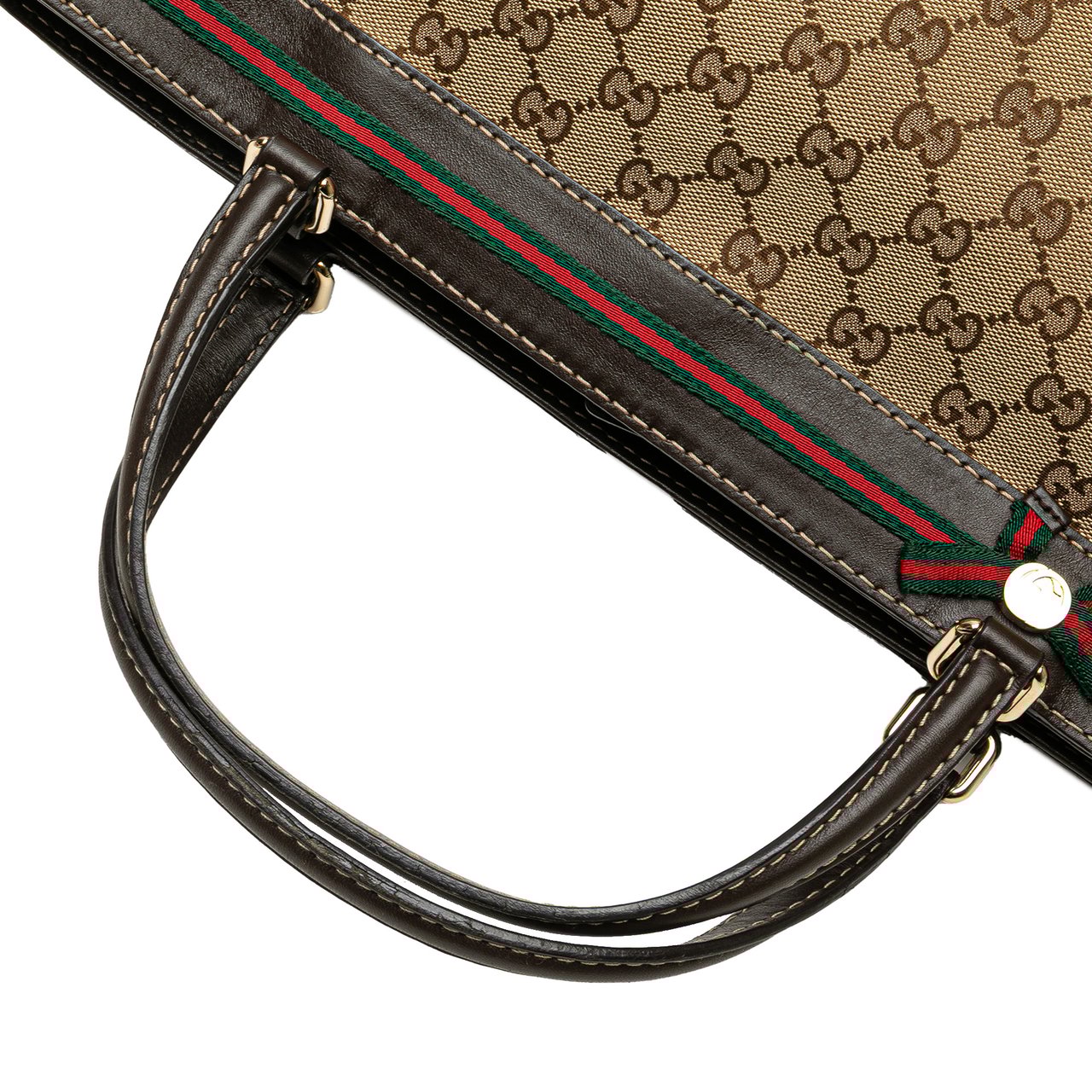 Gucci GG Canvas Web Mayfair Tote Bruin
